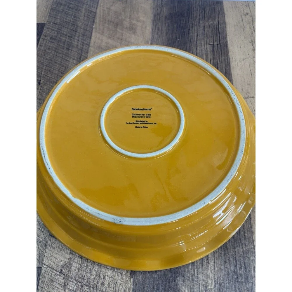 Ceramic Pumpkin Pie Plate With Recipe Yellow Pie Pan 11” Round